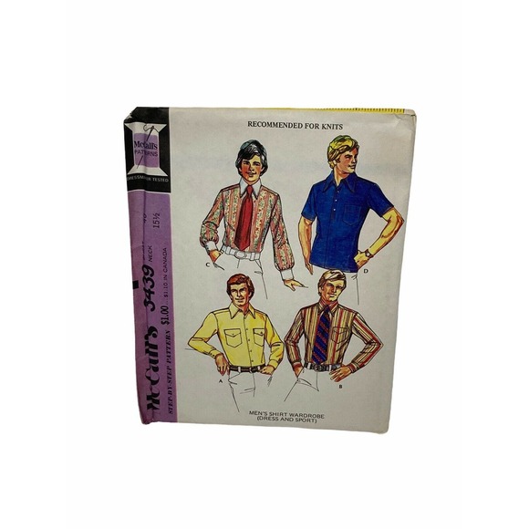 McCALL'S 3439 Vintage Sewing Pattern Men's Shirt Wardrobe Dress and Sport Sz 40 - Picture 1 of 5